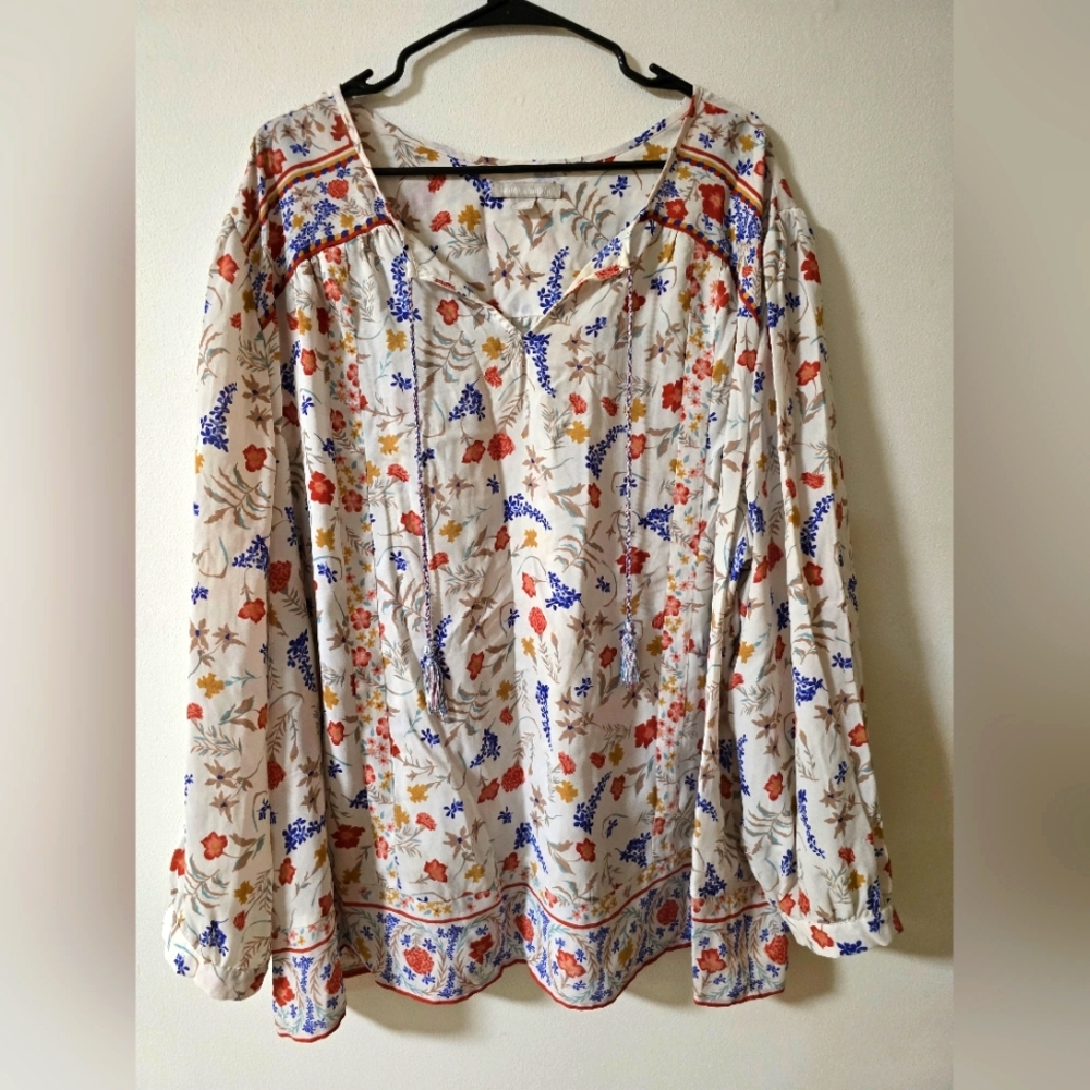 Floral Country Boho Office Casual Women's Top Size 26/28 2X